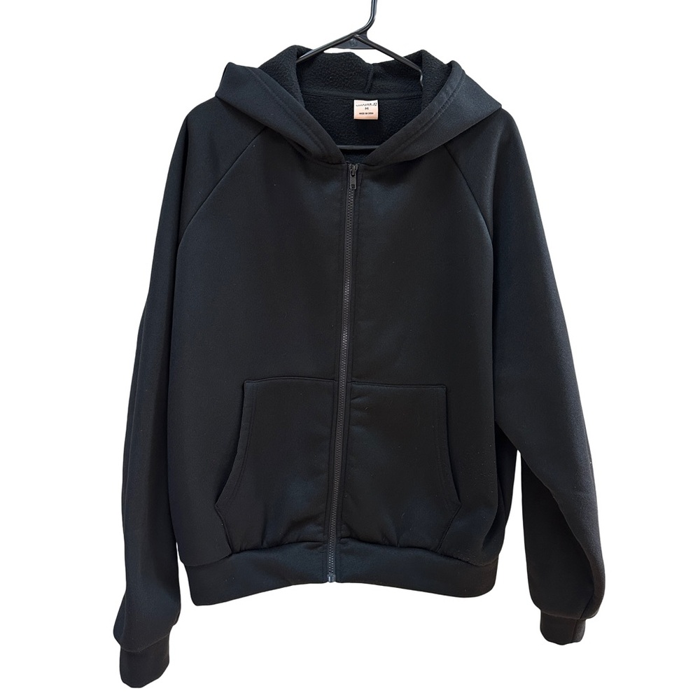 Forever 21 Men’s Black Hooded Fleece Lined Jacket Size M